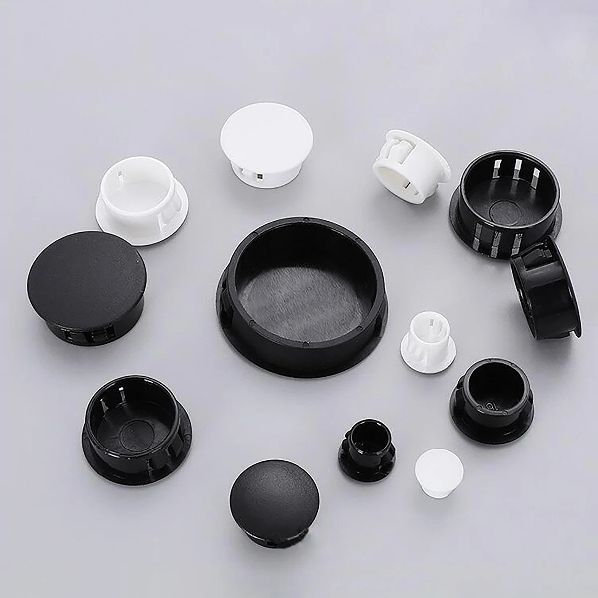 Tappo per foro a scatto da 10 pezzi 5mm ~ 50mm Rotondo in plastica Nero / Bianco Tappi terminali per tubi Inserti per tubi Tappo