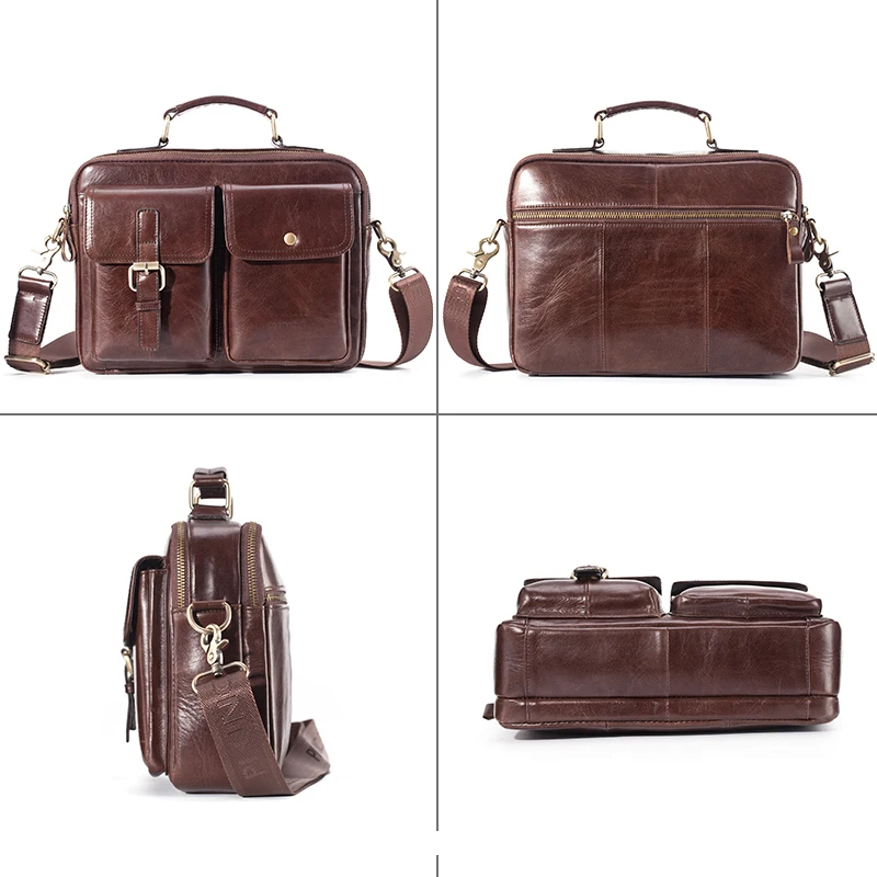 ยี่ห้อใหม่ Cowhide หนัง Messenger กระเป๋าผู้ชายกระเป๋าถือหนังแท้กระเป๋าเดินทางชายไหล่กระเป๋าสําหรับชายกระเป๋าเอกสาร Totes