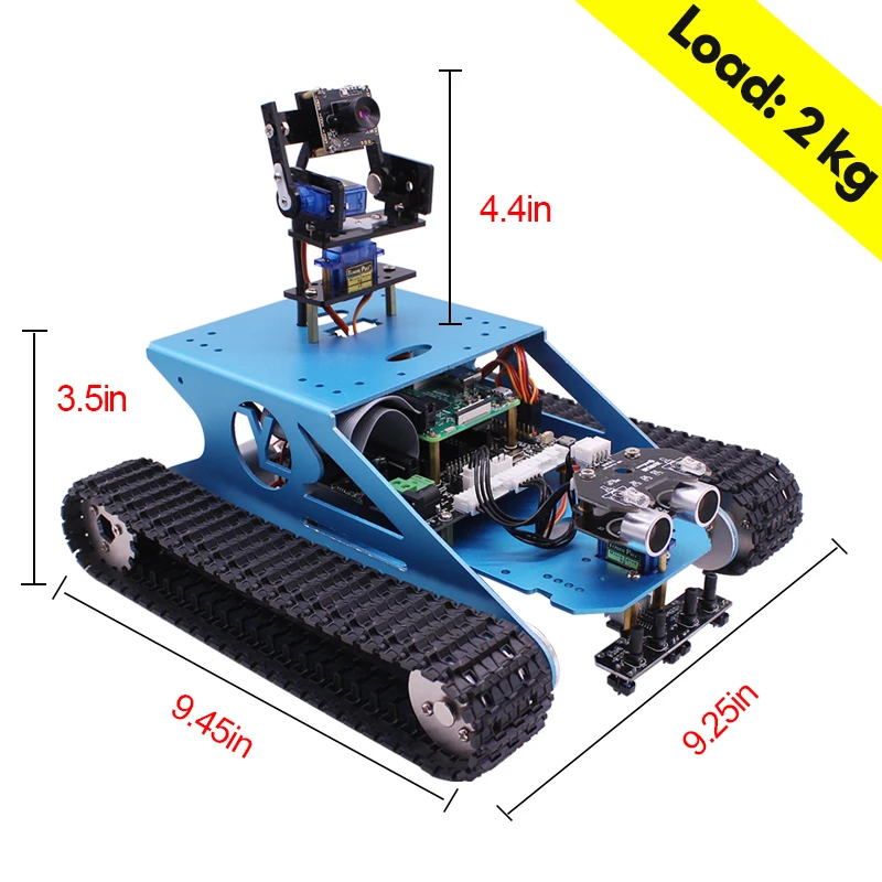 Yahai BOOM Vision G1Tank รถราสเบอร์รี่ Pi ชุดรถหุ่นยนต์โอเพนซอร์สพร้อมกล้องวีดีโอ WIFI สำหรับ RPI 4B 3B + สำหรับการเขียนโปรแกรมทางการศึกษา