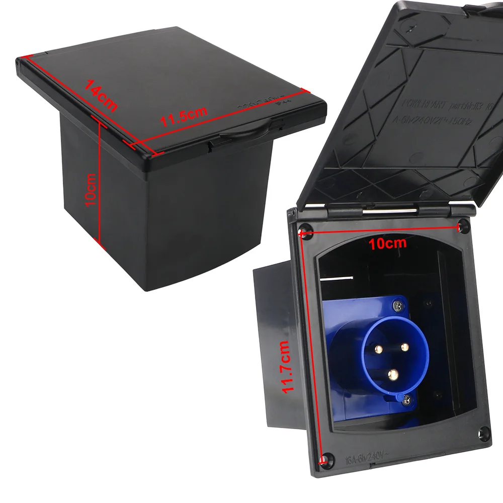 Wohnwagen-Zubehör, Steckdose mit Abdeckung, wasserdichtes Kit, 220–240 V, 16 A, Ladegerät, bündige Haken-Werkzeuge für Wohnmobil, Wohnmobil, Marine, Boot