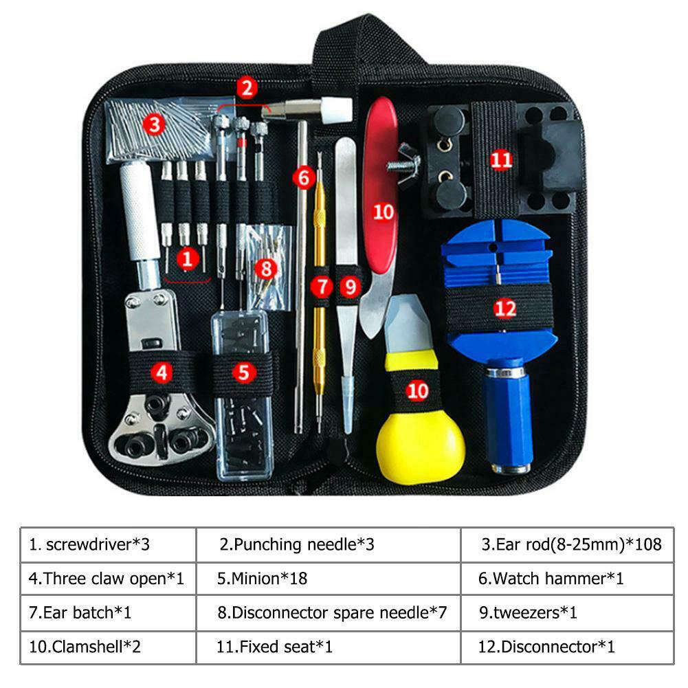 147Pcs/Set Watch Repair Tools kit Set with opener remover tweezers Holder Durable Clock Watch Repair Tool Kit