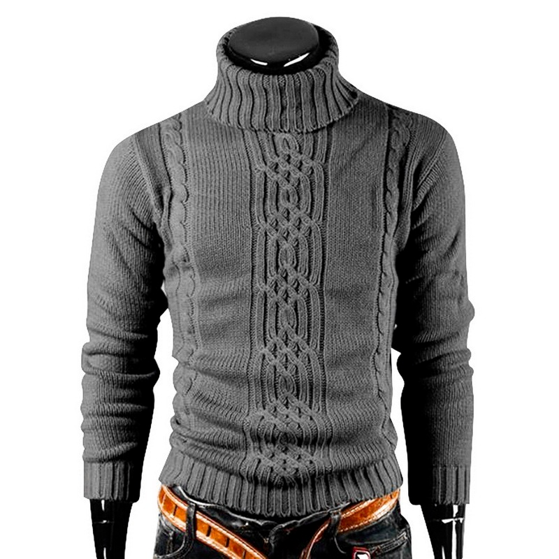 Suéter de gola alta masculino, pulôver casual, grosso, alta qualidade, inverno