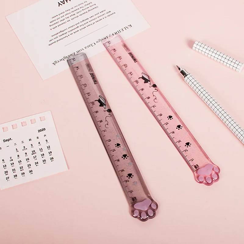 귀여운 고양이 발톱 눈금자, 다기능 DIY 드로잉 도구, 학생 눈금자, 이중 의무 학교 사무용품