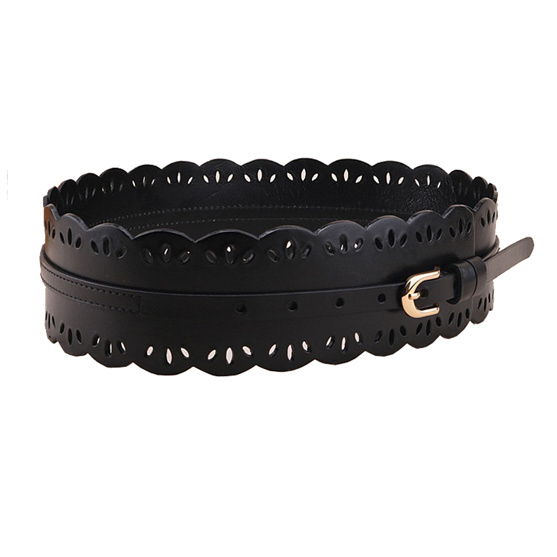 Ceinture en cuir de vache occidentale ajourée pour femmes, robe à la mode, pull, manteau épais, large ceinture