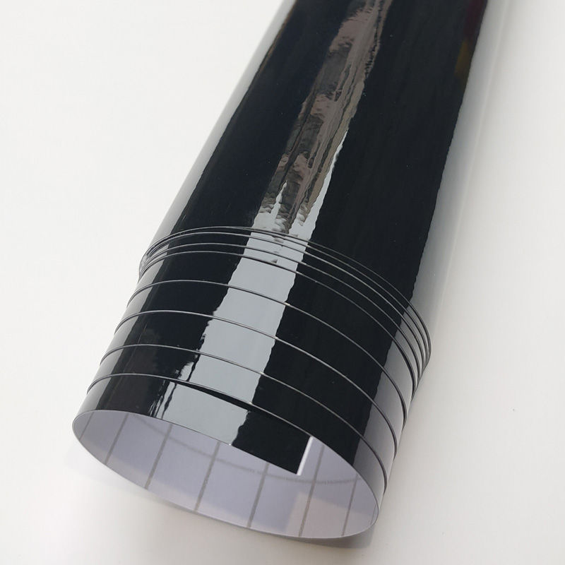 Pegatina de vinilo negro brillante para coche, lámina brillante, Película autoadhesiva sin burbujas, embellecedor de ventana de vehículo, calcomanía automática para espejo