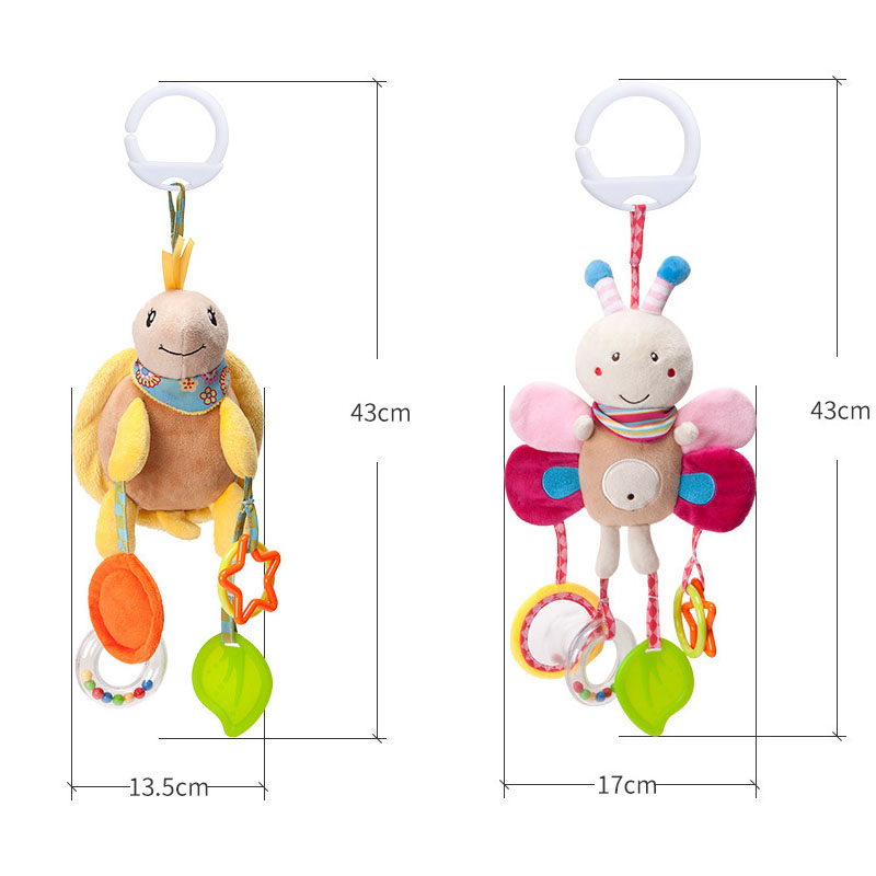 คุณภาพดีทารกแรกเกิด Rattles Plush รถเข็นเด็กการ์ตูนสัตว์ของเล่นเด็กโทรศัพท์มือถือแขวนกระดิ่งการศึกษาของเล่นเด็ก 0-24 เดือน