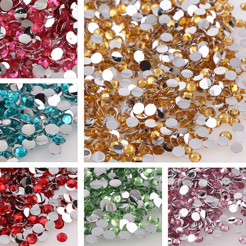 1000 Chiếc Không Nóng Sửa Ren 2Mm Vòng Nhựa Flatback Pha Lê Tự Làm Móng Tay Nghệ Thuật Trang Sức May Trang Trí Keo trên