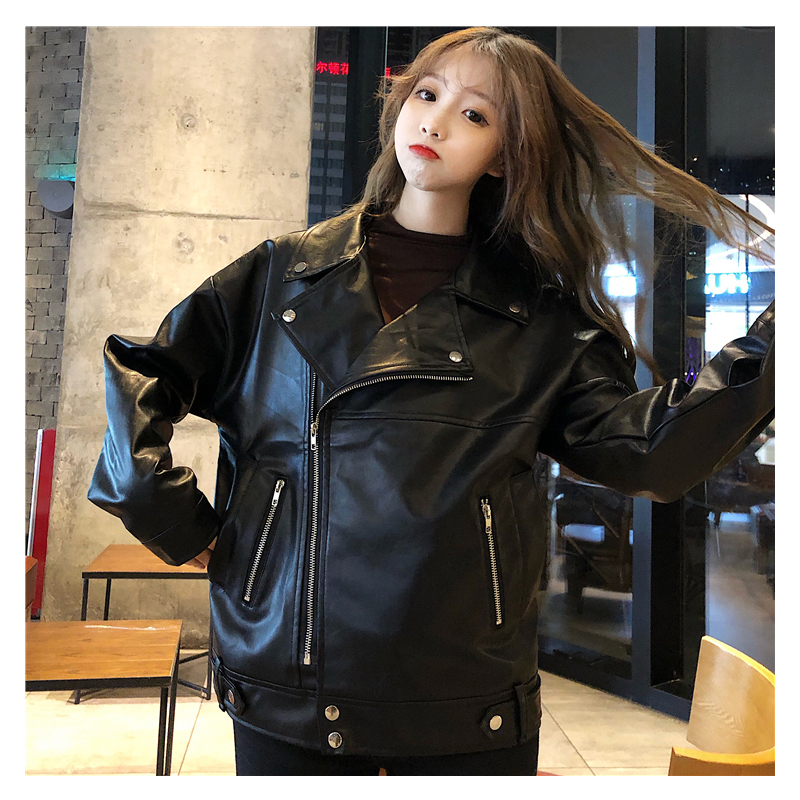 女性のフェイクレザージャケット,特大の衣服,ルーズフィット,パンクスタイル,ストリートウェア,2021