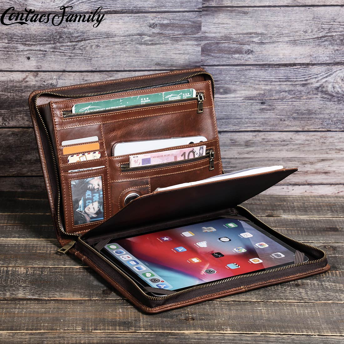 Cowhide Travel Business Portfolio For iPad Air 5 Air 4 Case iPad 10th 9th 7th 8th Generation Pro 11 Air 3 iPad Pro 10.5 9.7 inch