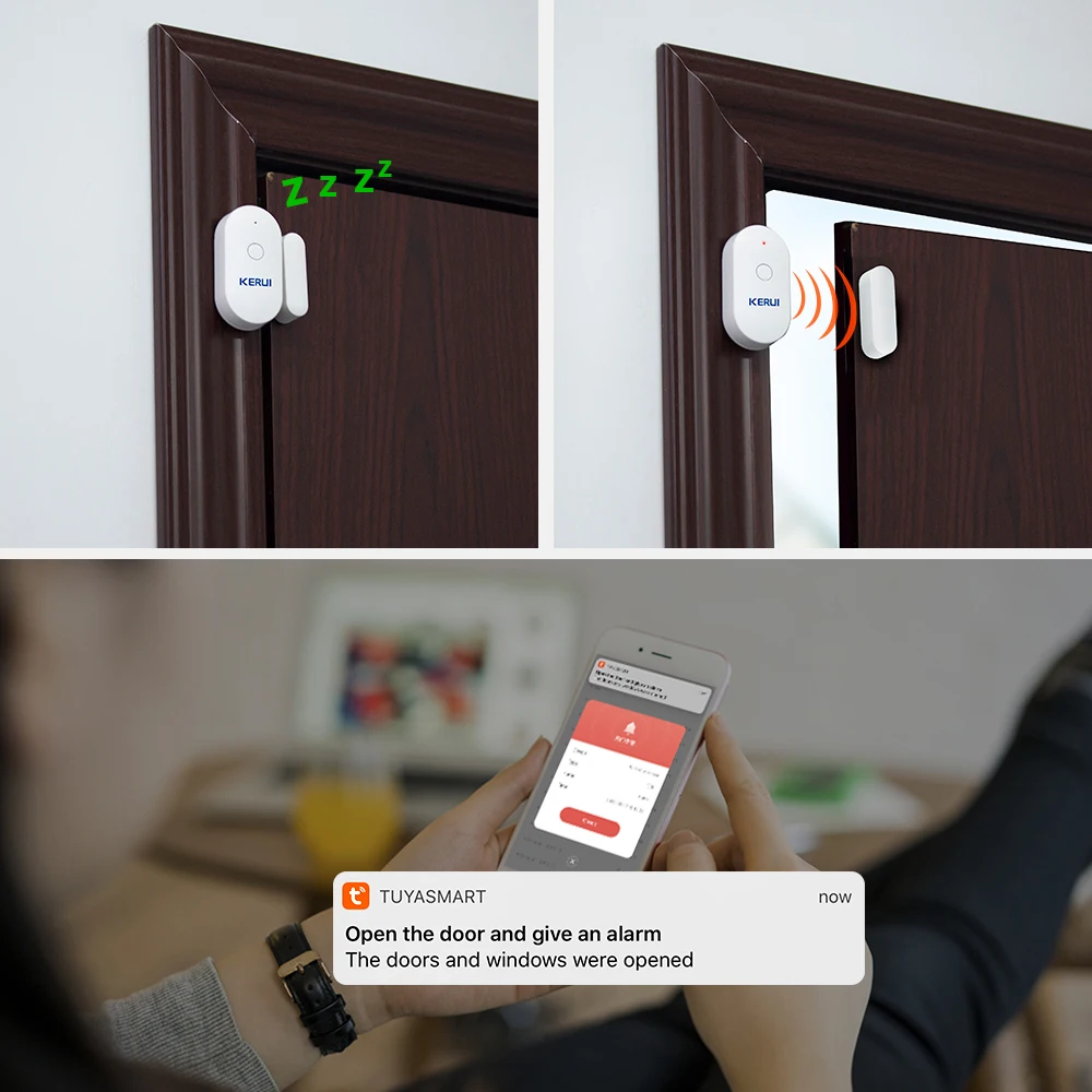 KERUI Tuya умный дом Wi-Fi дверной датчик сигнализация окно открытые закрытые детекторы магнитный переключатель приложение оповещение автомобиль сад система безопасности