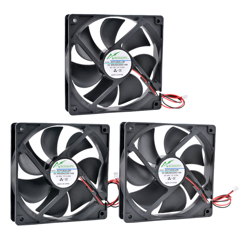 ACP12025 12cm 120mm ventilateur 120x120x25mm DC5V 12V 24V 2Pin ventilateur de refroidissement adapté pour châssis onduleur