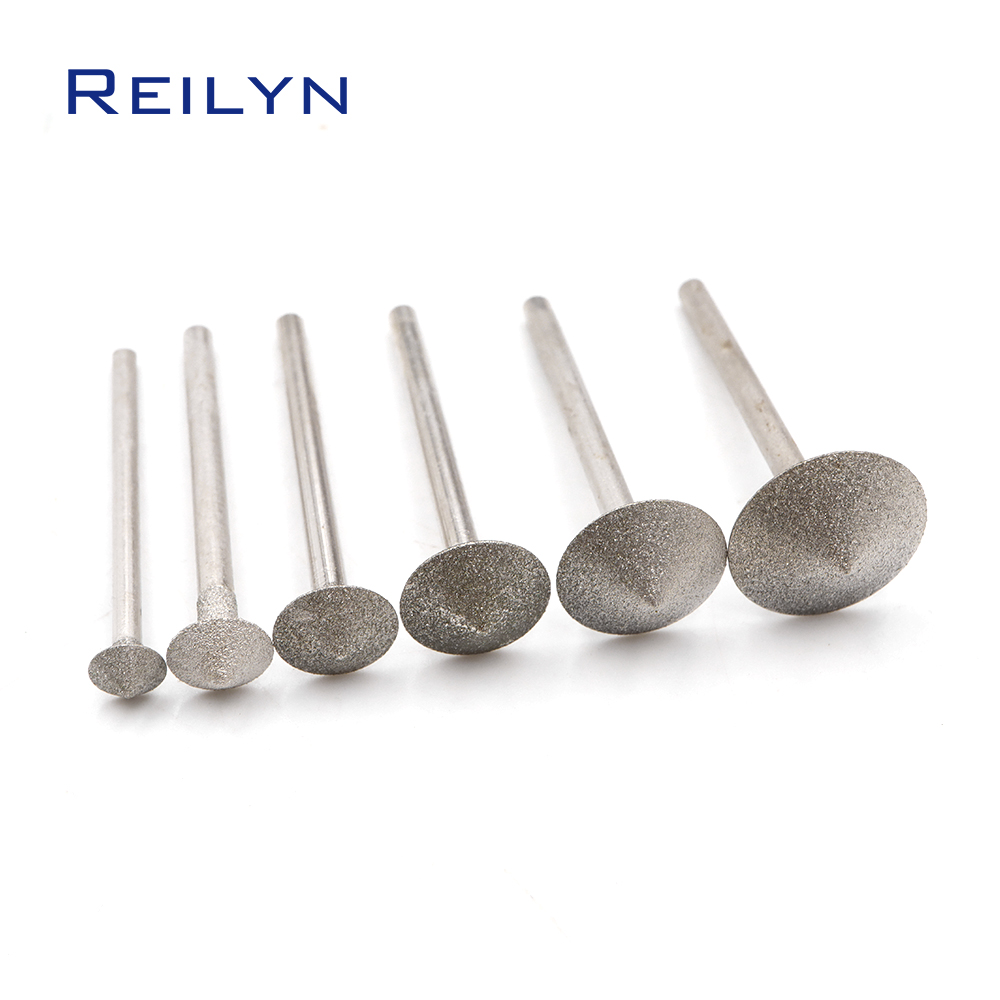 6 ピース/セット 6/8/10/12/14/16 ミリメートル傘針ダイヤモンド研削バリ研削ビット電気メッキヘッド翡翠石琥珀彫刻ツール