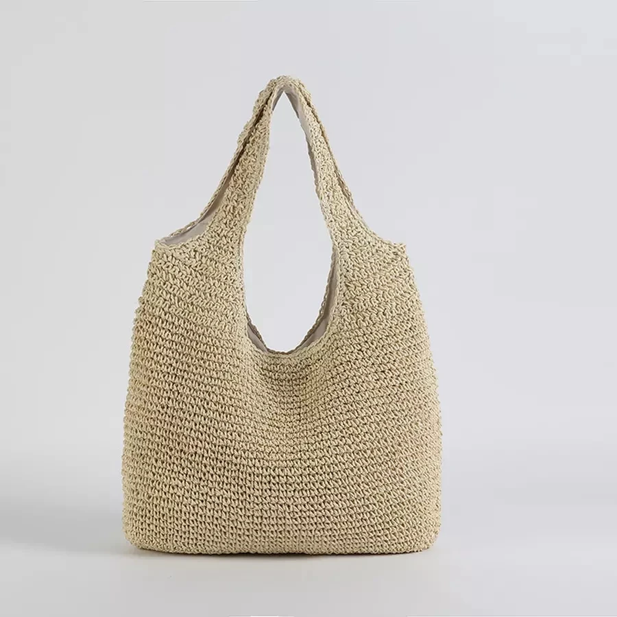 Casual Straw ผู้หญิงไหล่กระเป๋าหวายทอกระเป๋าถือสุภาพสตรี Handmade ฤดูร้อนชายหาดกระเป๋าหวายกระเป๋า Messenger หญิงขนาดใหญ่ Totes