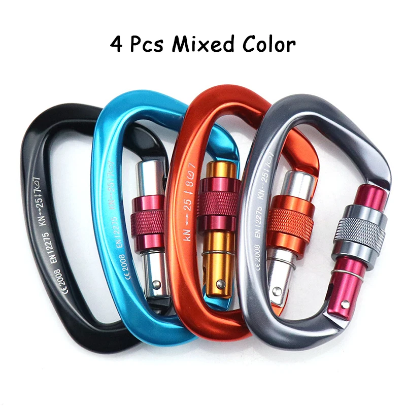 25KN Chuyên Nghiệp Leo Núi Carabiner Hình Chữ D Nhôm Hàng Không An Toàn Khóa Leo Núi Ngoài Trời Ascend Leo Núi Thiết Bị