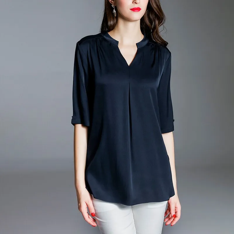 Blusa informal de chifón para mujer, Camisa ajustada de color liso, cómoda, a la moda, para verano