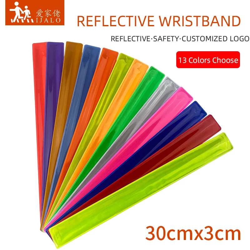 Pulsera reflectante de 30CM, pulseras Slap, regalos promocionales para hombre y mujer, brazalete para correr, deportes, visibilidad de seguridad