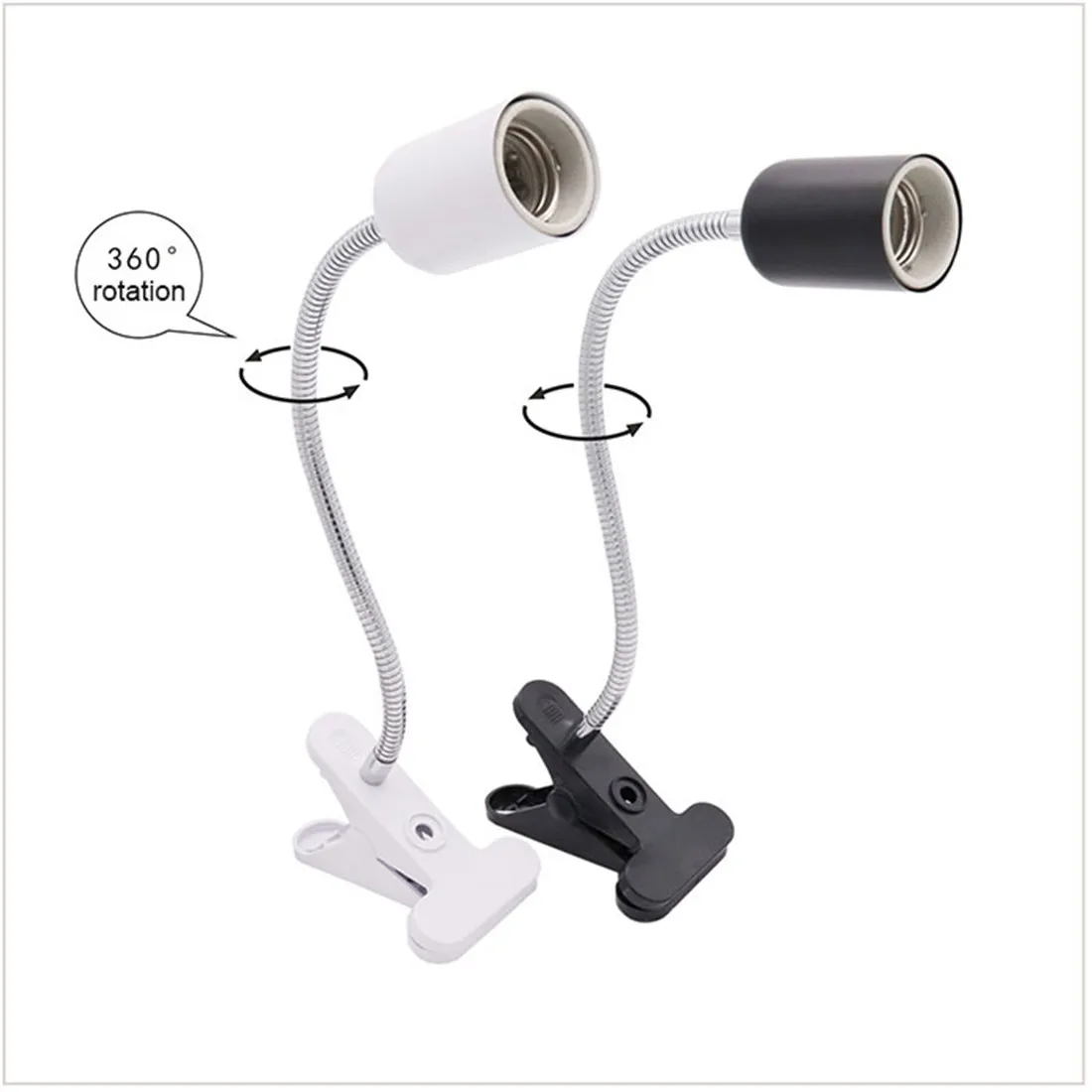 สีดําสีขาวปลั๊กคลิปสัตว์เลื้อยคลานโคมไฟความร้อนปรับ Gooseneck Aquarium ถังโคมไฟความร้อนสําหรับเต่า Lizard Snake Terrarium