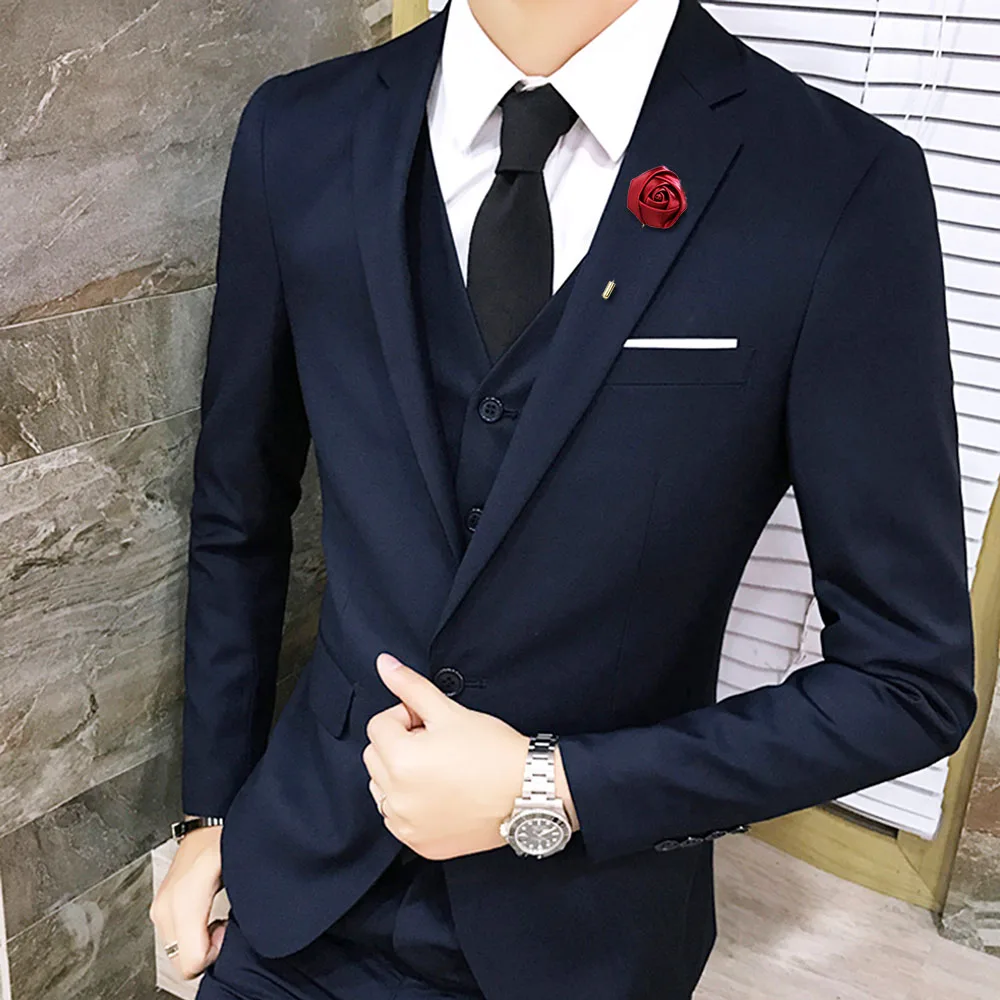 ผู้ชายเจ้าบ่าว Boutonniere Pins แต่งงาน Corsage เข็มกลัดผู้หญิงดอกไม้กุหลาบผ้าไหมเจ้าบ่าว Buttonhole แต่งงานชุดอุปกรณ์เสริมพรหม A