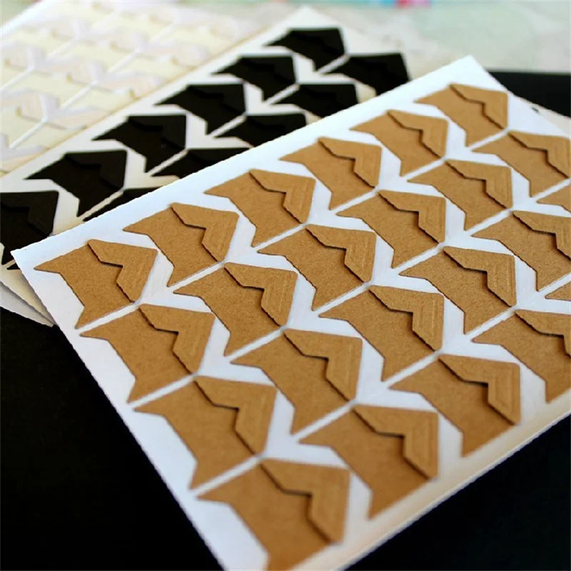 120 Cái/lốc (5 Tờ) DIY Vintage Góc Kraft Giấy Dán Album Ảnh Khung Trang Trí Thêu Sò