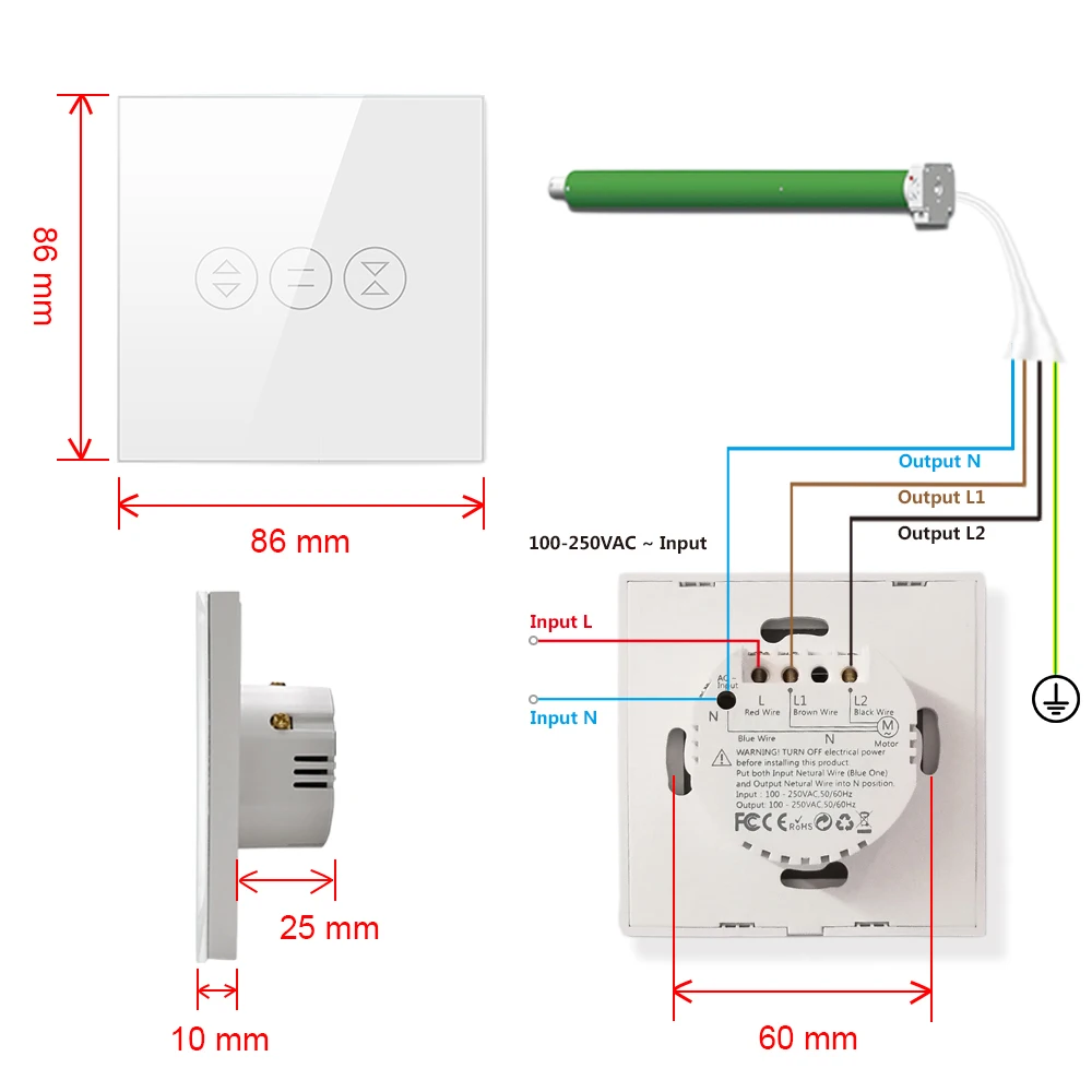 AVATTO-Cortina con interruptor wifi, persiana enrollable eléctrica o motorizada con interruptor UE/EE. UU con conexión Wifi, compatible con aplicación Smart Home para Google Home y Alexa