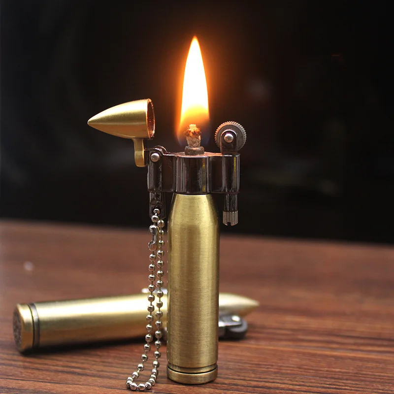 Encendedor de queroseno con muela de bala Retro, llavero de Metal, encendedores, accesorios para fumar, Gadget para regalo de hombre