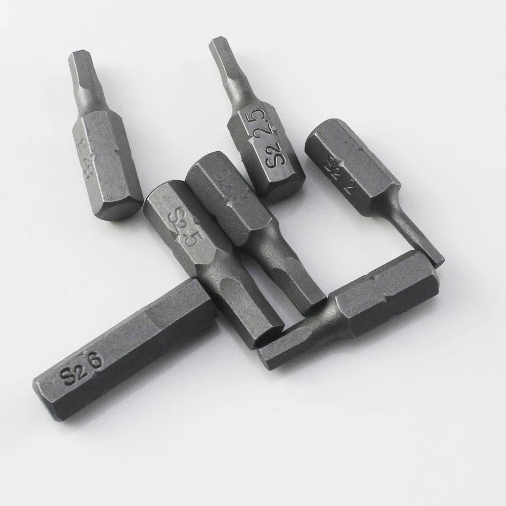Juego de puntas de destornillador hexagonal, vástago hexagonal de 1/4 ", 25mm, puntas de destornillador de cabeza hexagonal para herramienta eléctrica H2 H2.5 H3 H3.5 H4 H5 H6, 10 Uds.