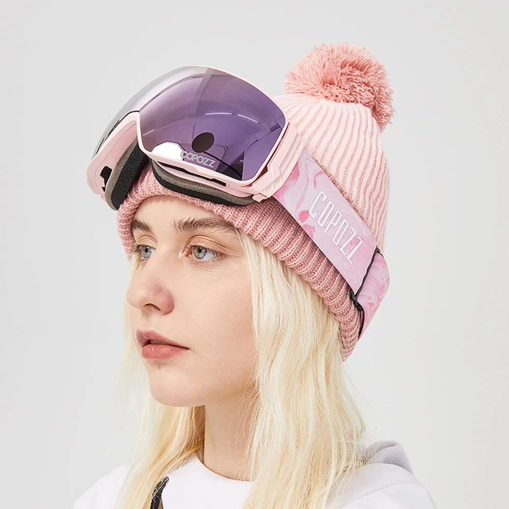 COPOZZ 新磁気偏光スキーゴーグルダブルレンズ男性女性防曇スキーメガネ UV400 保護スノーボードスキーアイウェア