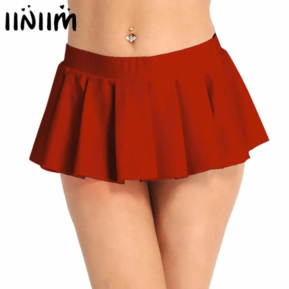 Iiniim-minifalda plisada de tiro bajo para mujer, ropa Sexy para discoteca, disfraz de baile en barra, minifaldas sexis para actuación