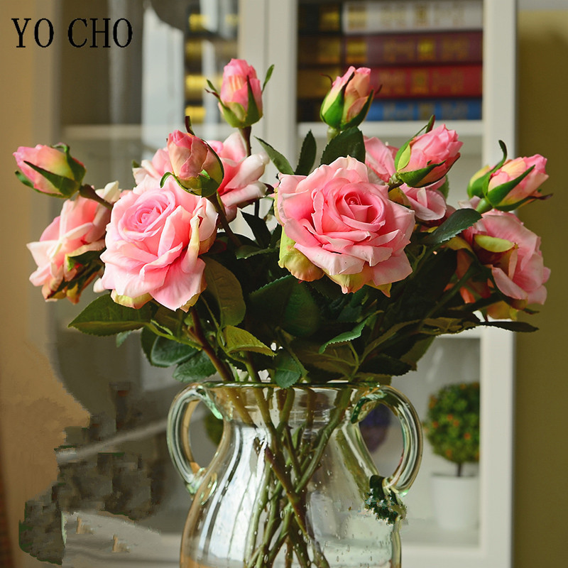 Hoa Hồng Nhân Tạo Hoa Mẫu Đơn DIY Đỏ Hồng Thật Cảm Ứng Hoa Hồng Hoa Nhựa Hoa Giả Nhà Cưới Trang Trí Bàn