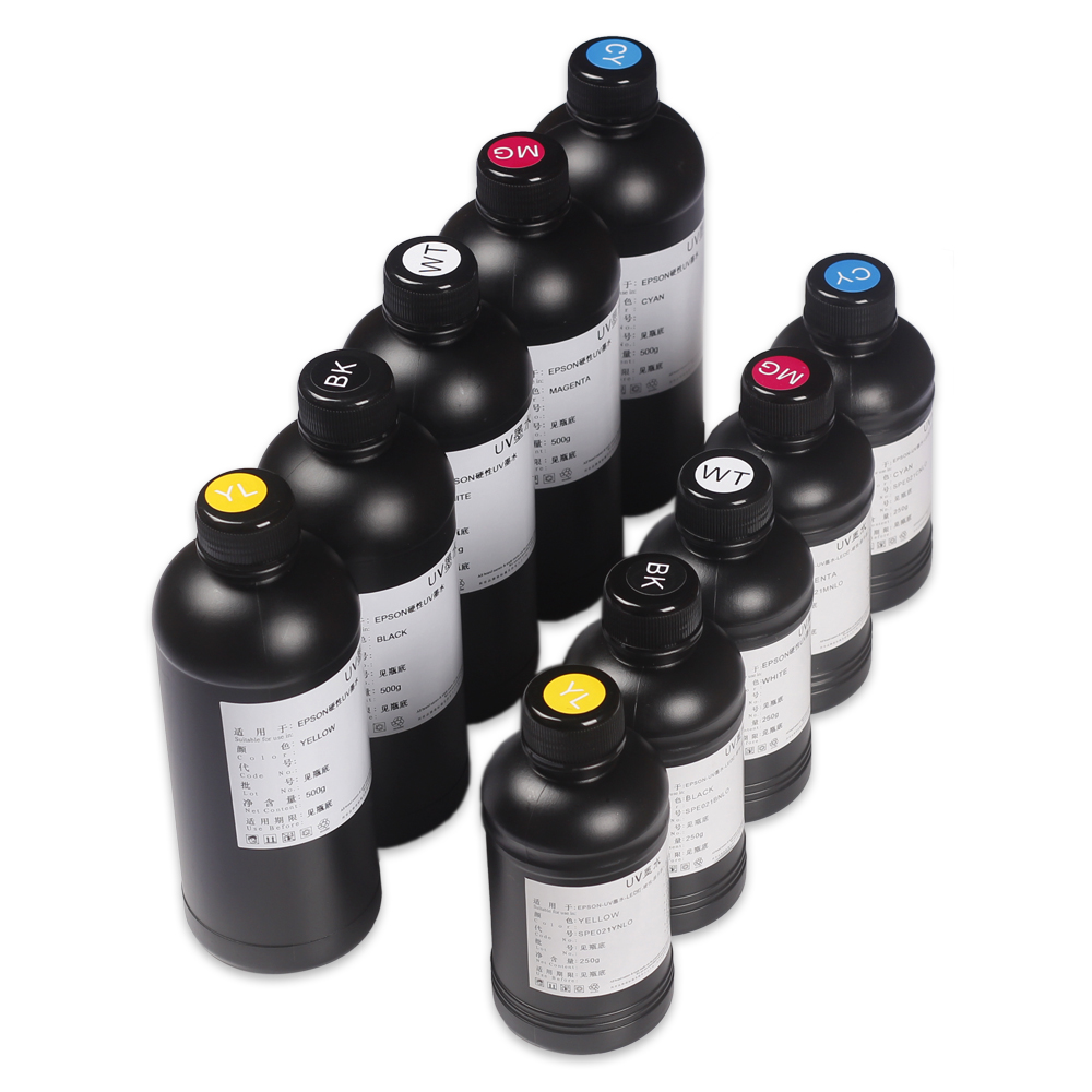 250 ml oder 500 ml UV DTF Tinte für EPSON R1390 R2000 R1900 T50 L805 L800 L1800 Für DX4 DX5 DX6 DX7 TX800 XP600 Druckkopf Harte UV-Tinte