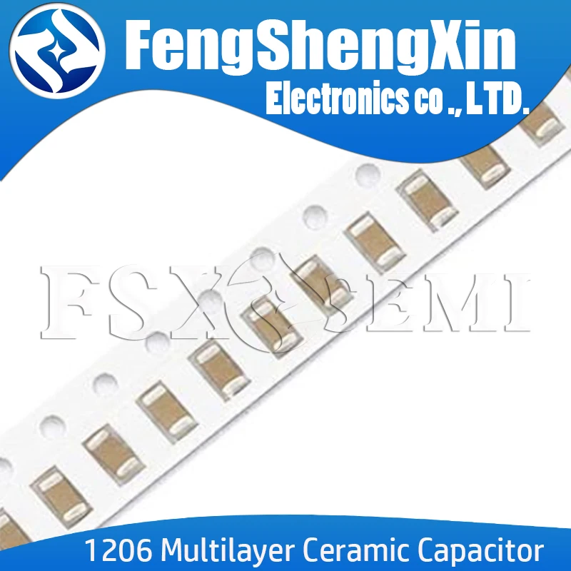 100 Uds 1206 50V SMD Chip de película gruesa condensador cerámico multicapa 1pF- 22uF 1P 10PF 10NF 100NF 1UF 2,2 UF 4,7 UF 10UF 22PF