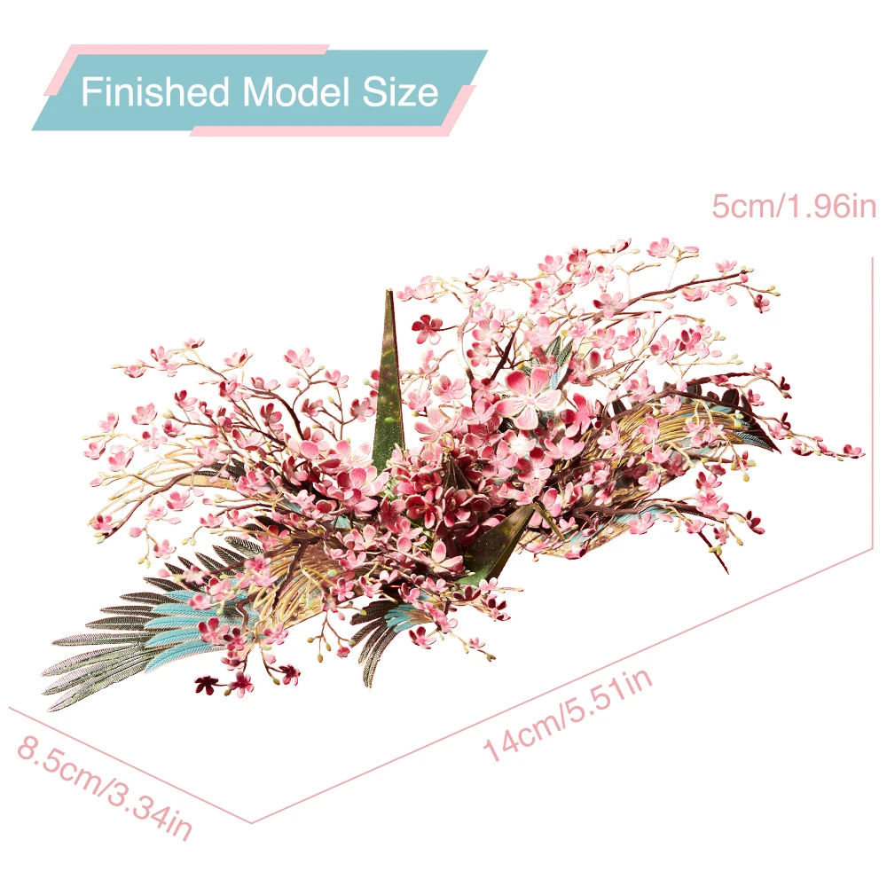 Piececool 3D Kim Loại Xếp Hình Xây Dựng Mô Hình Bộ Dụng Cụ-Feach Blossm Cần Trục DIY Ghép Hình Đồ Chơi, giáng Sinh Quà Tặng Sinh Nhật Cho Người Lớn Trẻ Em
