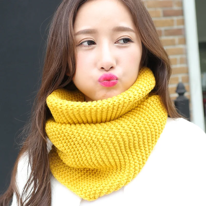 Lenço de inverno feminino infinito cachecol de malha círculo pescoço cachecol feminino super chunky loop snood unsex sólido crochê