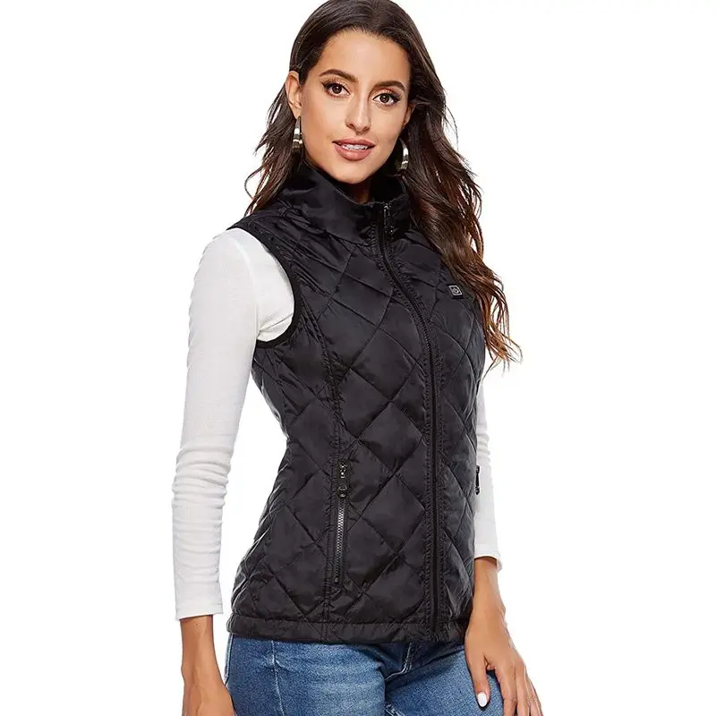 Chaleco calefactor de doble interruptor de 9 zonas para mujer, chaleco de algodón para otoño e invierno, traje de calefacción eléctrica infrarroja USB, chaleco térmico Flexible