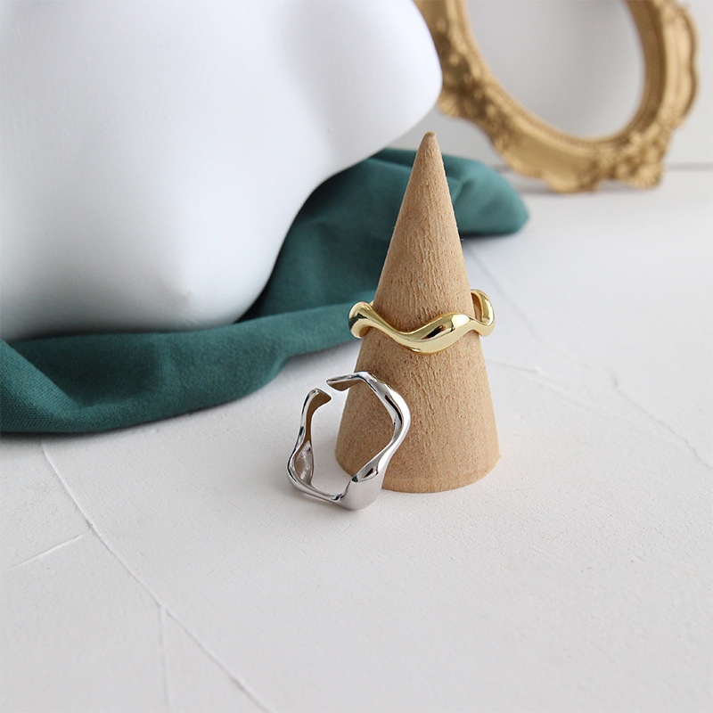XIYANIKE Silver Color  Creative Handmade Rings Irregular Wave Smooth Engagement Jewelry for Women Size 16.5mm Adjustable