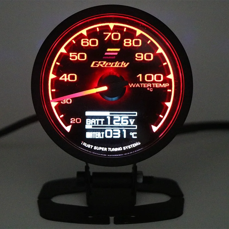 Greddi medidor de impulso temperatura da água 7 cores display lcd turbo pressão óleo rpm tacômetro medidor corrida 62mm 2.5 Polegada com sensor