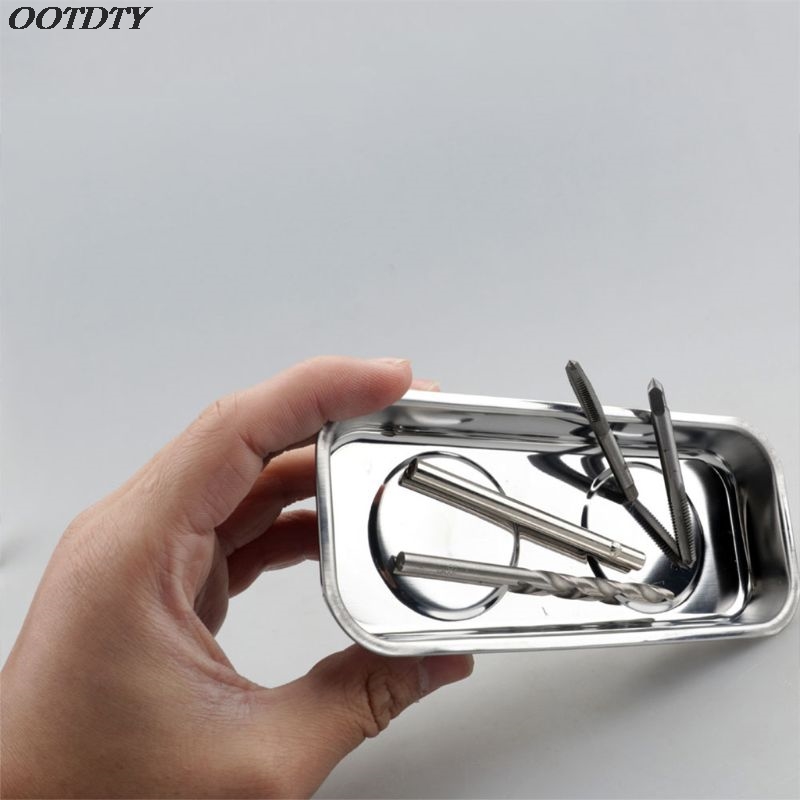 Bandeja magnética cuadrada con ventosa, tazón de imán permanente fuerte de acero inoxidable