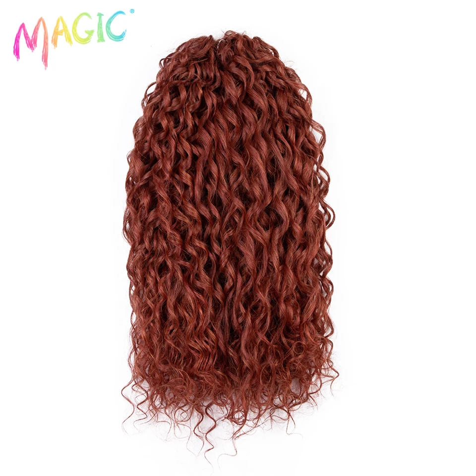 Magic Móc Tóc Mềm Mại Sóng Nước Áo Croptop Thắt Bím Tóc Tổng Hợp Ombre Tóc Vàng Đỏ 24 "Sâu Mở Rộng Sóng Cho Nữ đồ Chơi Cosplay