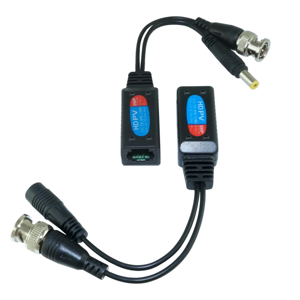 8MP HD Video Balun Connectors BNC TO RJ45 Conversion Twisted Pair Ethernet Support For AHD CVI TVI CVBS CCTV Cameras