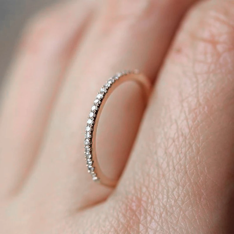 Tiny อ่อน Micro Pave Zircon แหวนอินเทรนด์ Chic คริสตัลเดททุกวันผู้หญิงแหวนแฟชั่นเครื่องประดับของขวัญ r133