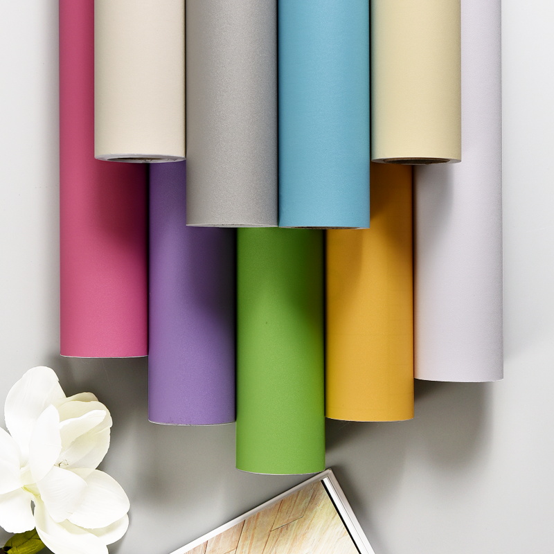 Papel tapiz mate autoadhesivo de Color puro, decoración de pared de dormitorio, armario de escritorio, pegatina impermeable para renovación de muebles