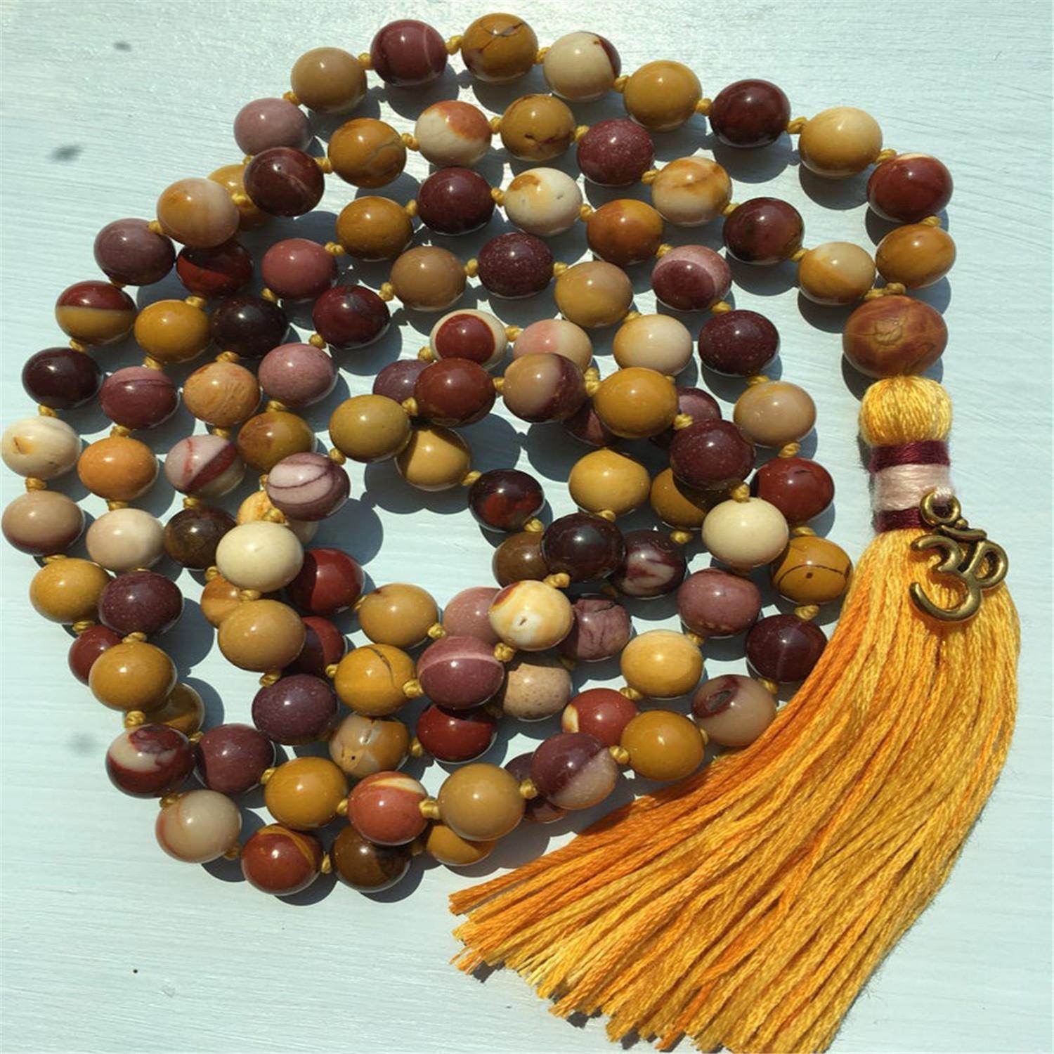 8mm batu permata bunga 108 manik-manik Mala kalung rumbai meditasi Japa Buddha Buddha Yoga Tibet Mala pria