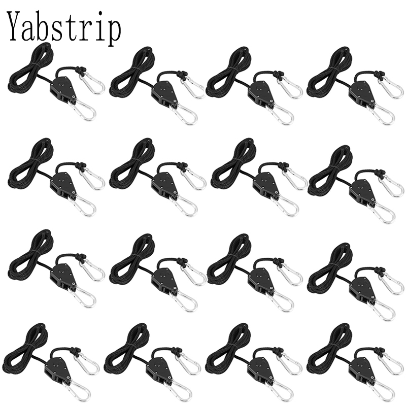 Yabstrip Einstellbar 1/8 zoll Lanyard Hängen Für Zelt Fan led Wachsen Pflanzen Lampe Seil Ratsche Aufhänger Pulley Heben pulley Haken