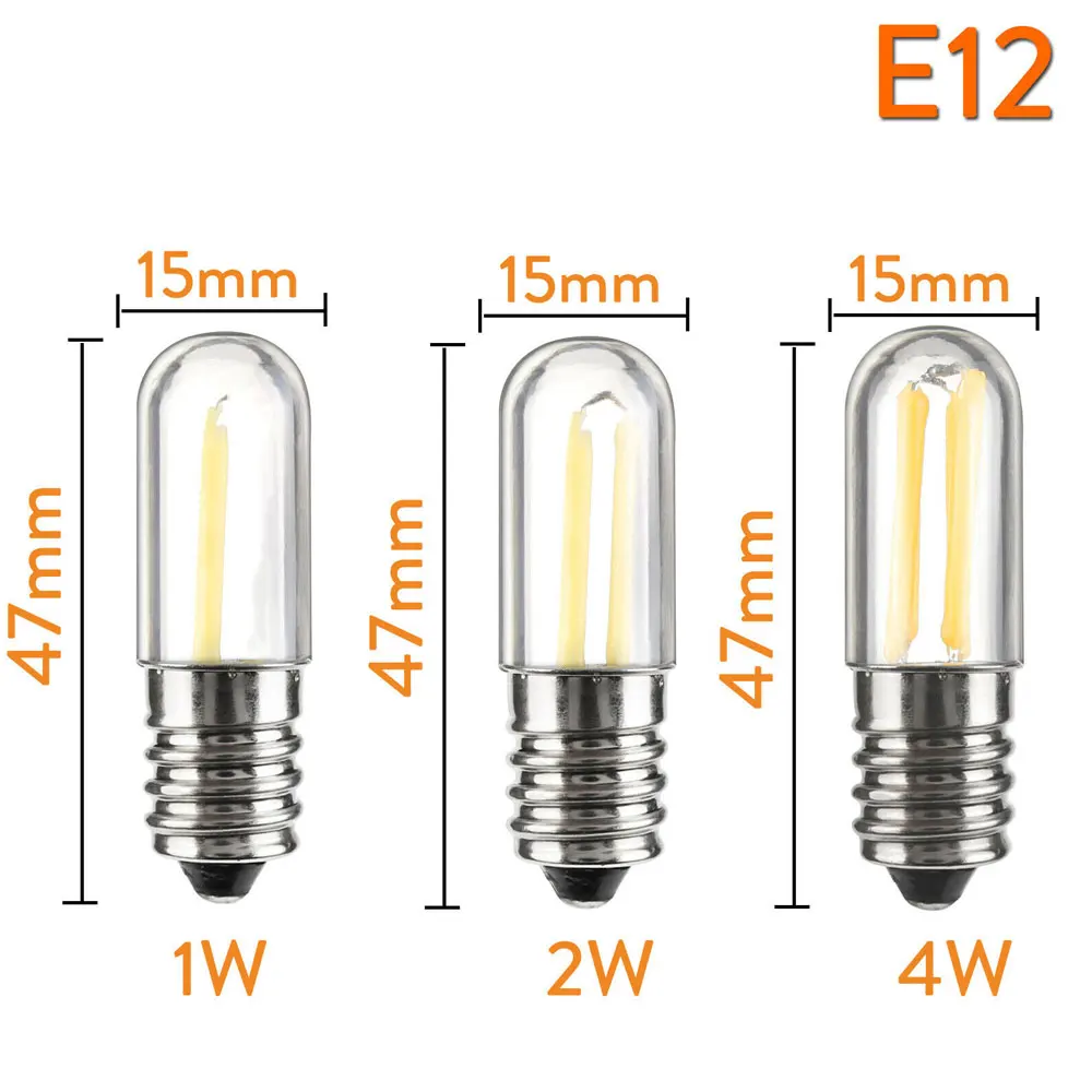 Dimmable E14 E12 1W 2W 4W LED Fridge Filament Light 3000-6000K Cool / Warm White LED Filament Lamp 110V 220V for Sewing Machine