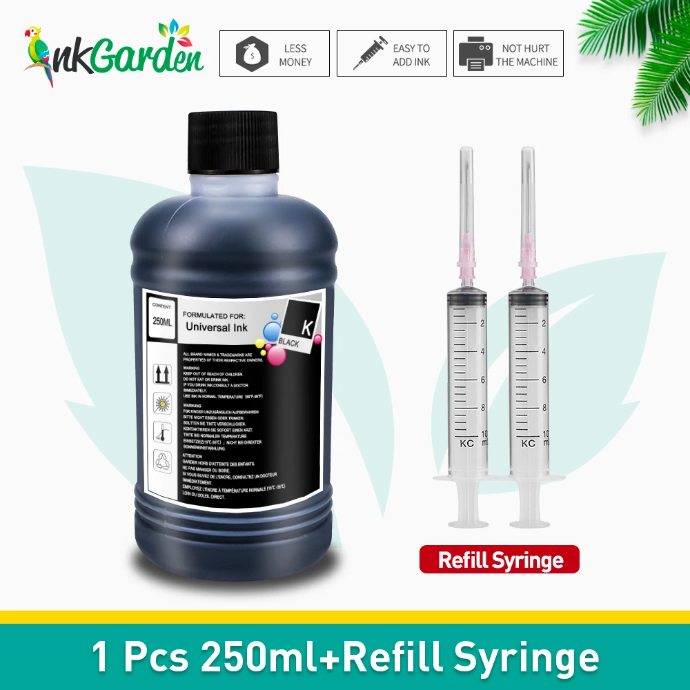 Kit de recarga de tinte de tinta Universal de 250ML para cartucho de impresora Canon HP Epson 301 302 304 305 664 CISS Ecltank 104 Compatible