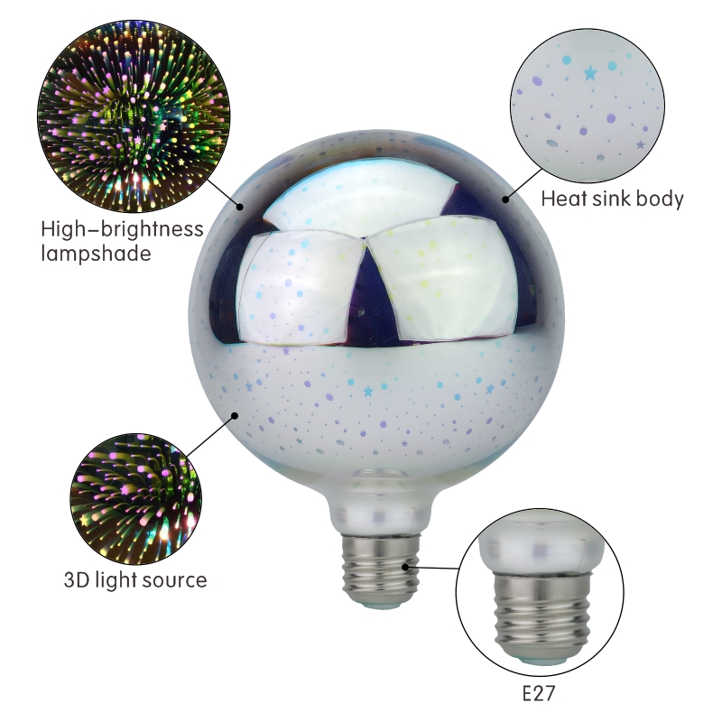 3D 장식 LED 전구 E27 6W 110V 220V 빈티지 에디슨 전구 스타 불꽃 놀이 램프 휴일 밤 빛 참신 크리스마스 트리