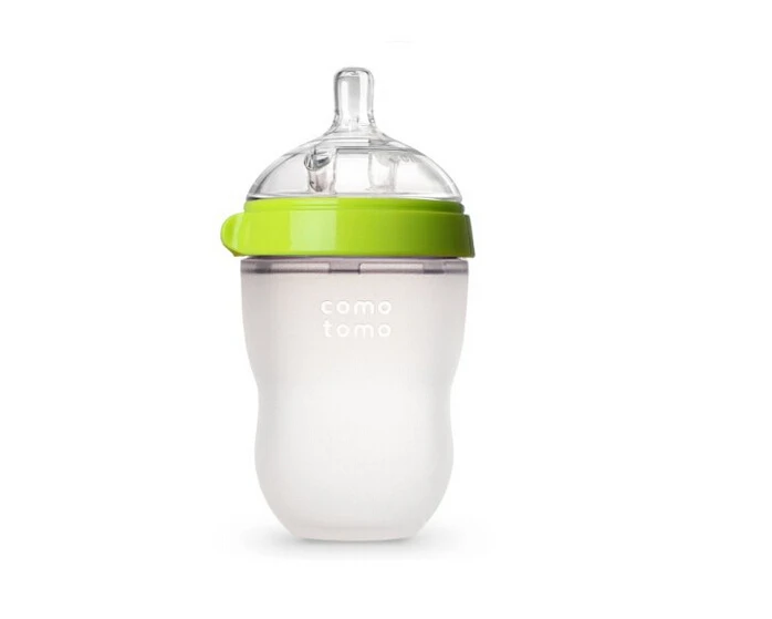 100% biberón de silicona verde 250ml 8oz rosa 150ml 5oz biberón de leche para bebé