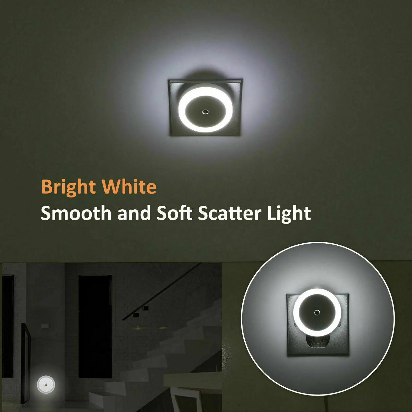 Luz LED nocturna Mini lámpara de noche con Sensor automático enchufable de pared para dormitorio habitación de niños pasillo escaleras UE/EE. UU. 110V 220V