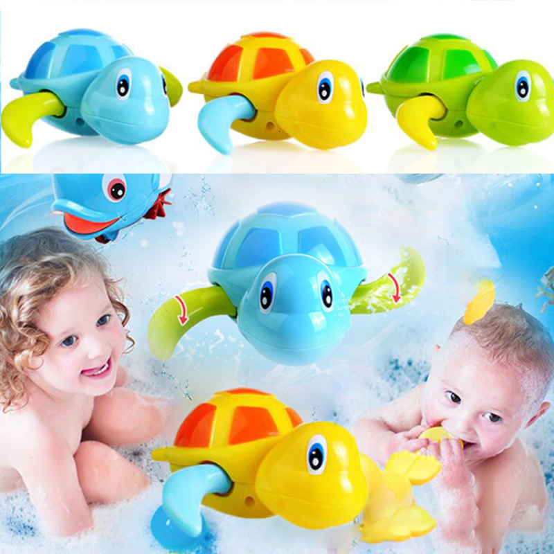 Bonito dos desenhos animados tartaruga bebê banho de água brinquedos clássico crianças infantil banheiro mini colorido macio flutuante animais figura relógio brinquedo
