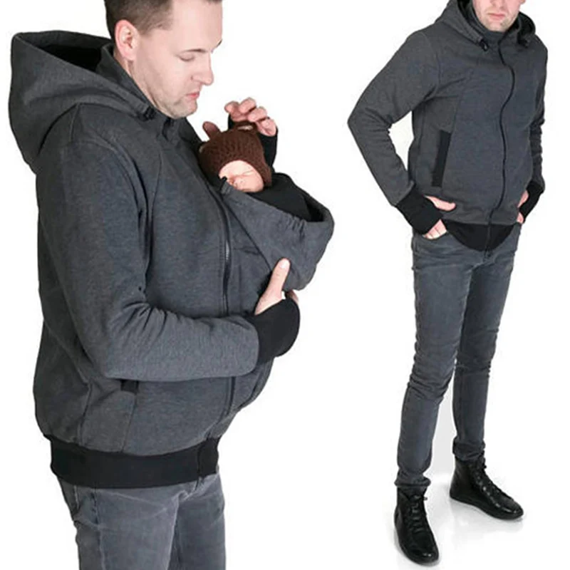 Jesienno-zimowa kangur nosidełko dla dziecka bluza z kapturem bluza dla ojca Babywearing kurtka wielofunkcyjne kangur ubrania